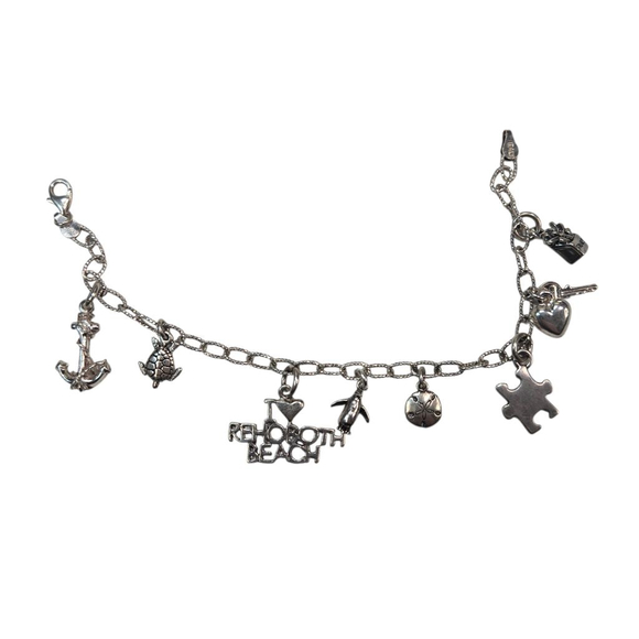 Women's 925 Silver Charm Bracelet Rehoboth Beach Travel Souvenir Collectible
